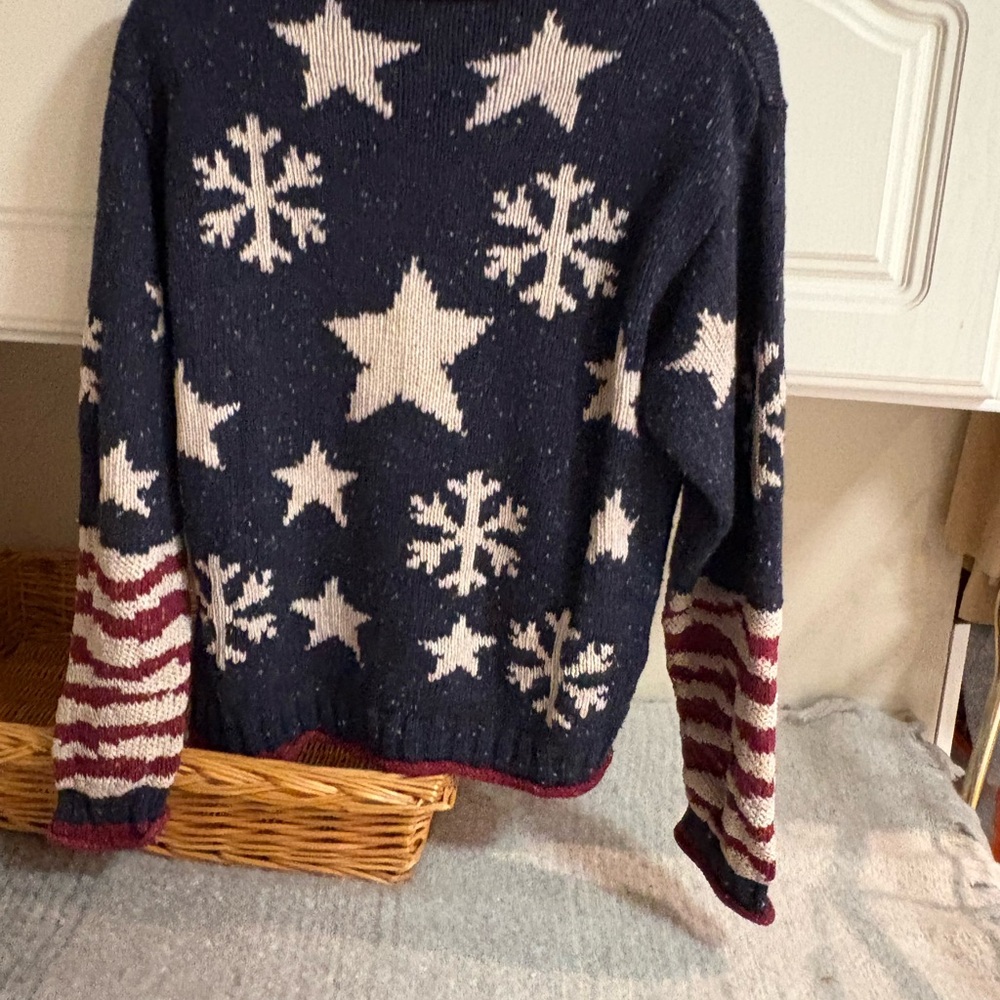 Coldwater Creek Navy and Red Knit Sweater